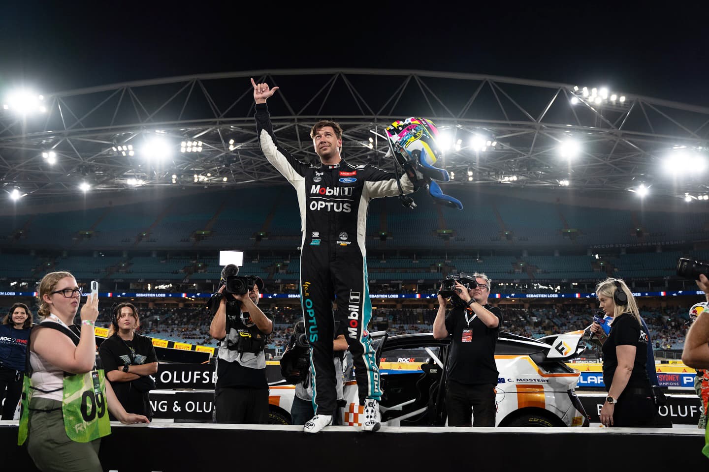 mostert celebrate race of champions