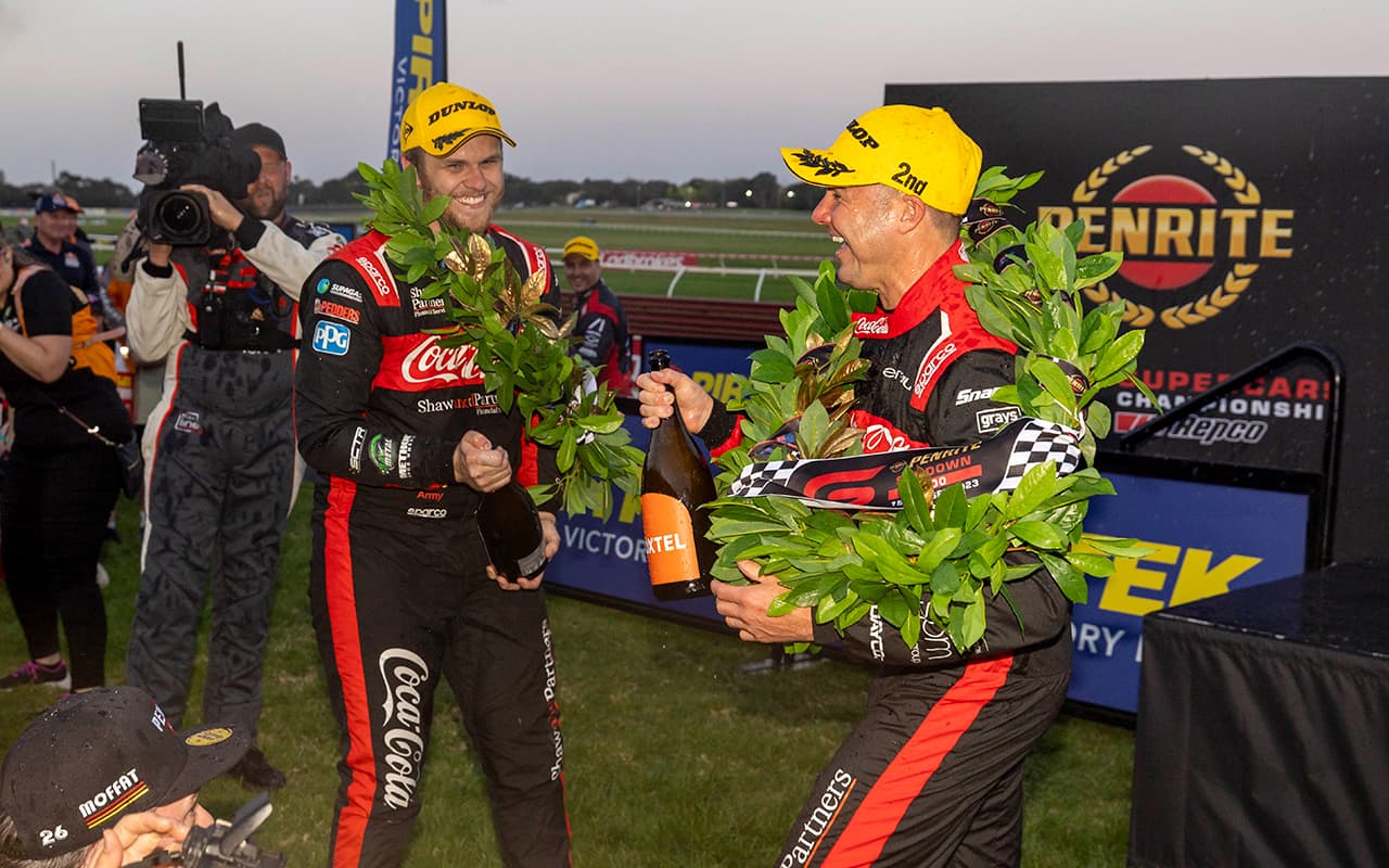 russell kostecki podium sandown celebrations